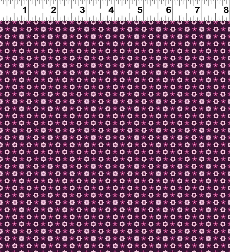 Coneflower Corral Bandana Y4561-46 Dark Eggplant quilt fabric BTHY Tiny stars Flowering Plants