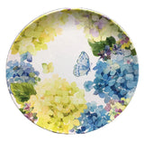 Set Of 4 Shabby Chic Blue Butterfly Hydrangea MELAMINE Dinner Plate Set Floral Hydrangea