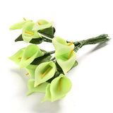12Pcs White Artificial Flowers Calla Lily PE Paper Bouquet Wedding Home DŽcor US Green Plant