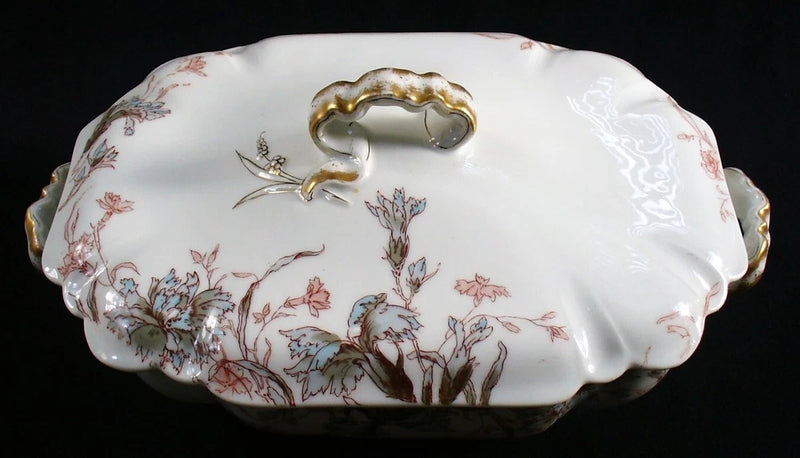 Vint~OLD CARNATION~1890's~HAVILAND LIMOGES~Porcelain~VEGETABLE DISH~11"x6.5"x2.5 Carnation