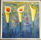 Hand-Painted Oil Painting on Canvas Paper 28x28. "Luminous Lilies" Lily
