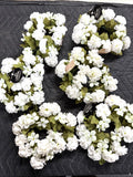 6X  Vintage Faux Flower Candle Rings Wreaths White Carnations Floral NWT 3"D Carnation