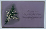 Easter Joys Postcard 1922 Lily of the Valley Flowers Purple Background USA Lily