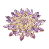 Rhinestone Flower Brooch Pin Large Crystal Sunflower Lapel Pin Purple Sunflower