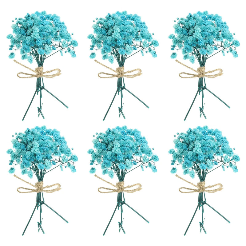 6 Pcs Mini Dried Flower Bouquet Baby's Breath Boho DIY Gift Cyan Dried Flower