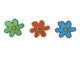 Lily 1.25"x1.125" Neon Orange Green Blue Flower Iron on Patch sold by 3 Pieces Lily