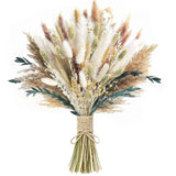 Dried Pampas Grass Bouquet 126PCS, Boho Floral Arrangement, Beige Pampas Grass