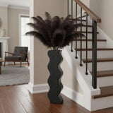 23.6" Modern Black Wave Floor Vase Resin Pampas Grass Home Decor Pampas Grass