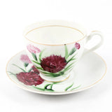 Vintage Norcrest China Cup And Saucer C-244 burgundy Carnations Carnation