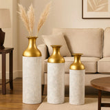 3 Pieces Metal Floor Standing Vase Set for Pampas Grass Sturdy Removable Lid Pampas Grass