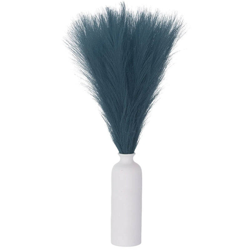 6 Pcs Faux Pampas Grass, 18 Inch Fluffy Pampas Grass Decor, Dark Blue Pampas Grass