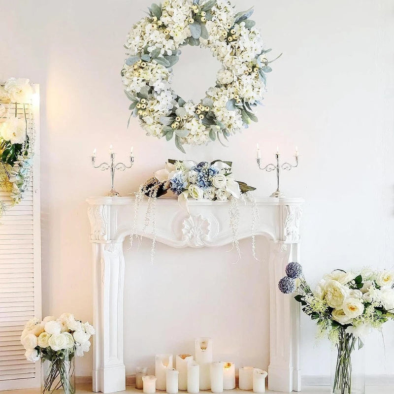18inch Hydrangea Wreath Floral Wreath Hanging Elegant Ornament Vivid Garland Hydrangea