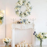18inch Hydrangea Wreath Floral Wreath Hanging Elegant Ornament Vivid Garland Hydrangea