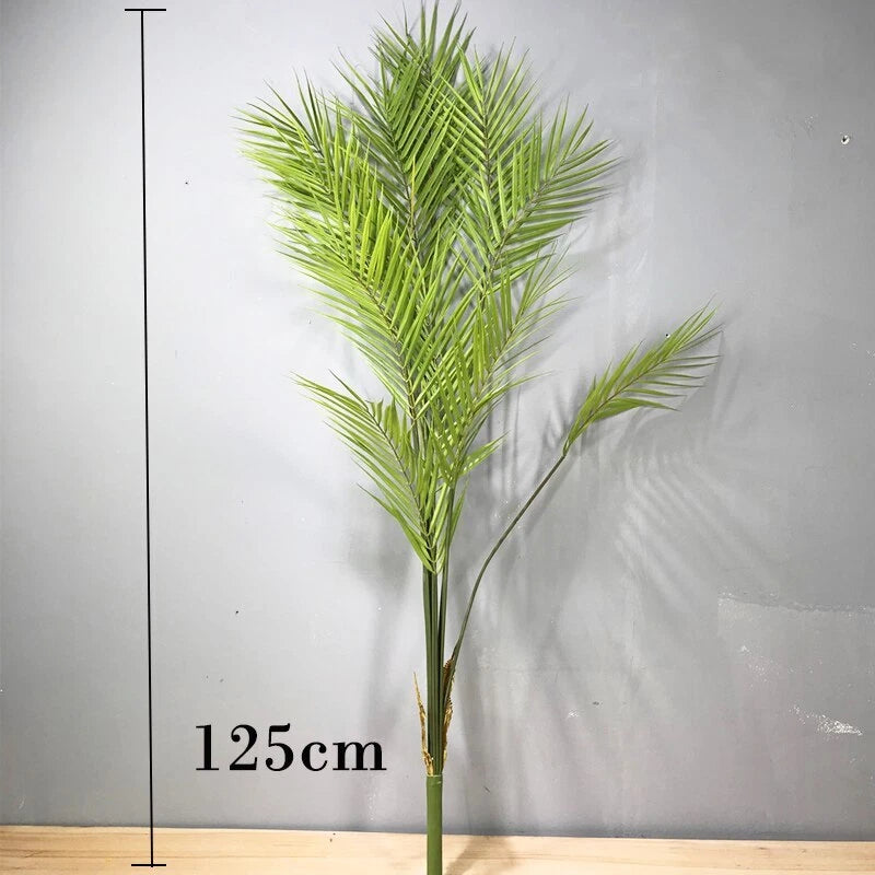 125cm tall artificial palm tree with green plastic fronds on a single stem