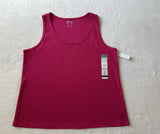 Terra & Sky Womens Plus Scoopneck Fuchsia Soft Stretch Ribbed Tank Top Sz 2X NWT Roses