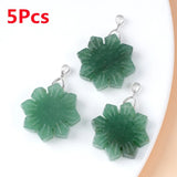 5Pcs 30x7mm Green Aventurine Carved Snowflake Christmas Sunflower Pendant HT2996 Sunflower