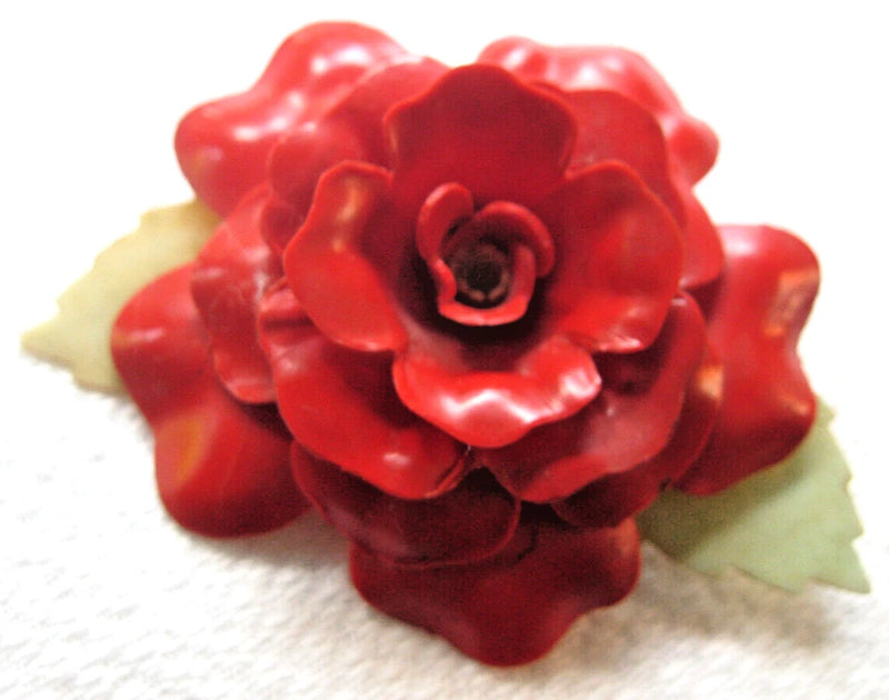 Vintage Celluloid Brooch, Red Flower, Carnation. All Original. Carnation