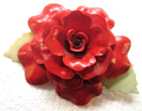 Vintage Celluloid Brooch, Red Flower, Carnation. All Original. Carnation