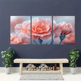3pcs Pink Carnation Flower Droplet Perfect Wall Art Canvas Unframed/Framed Carnation