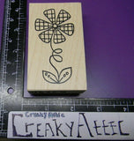 DAISY FLOWER CHECKERED LINED CURLY RUBBER STAMP THE ARTFUL STAMPER CREAKYATTIC Daisies