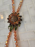 Heidi Daus Sunflower Lariat Style Necklace With Tassels SIGNED Sunflower