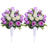 Artificial Cemetery Flowers with Vase,Grave Memorial Flowers,Artificial Rose Bou Lily