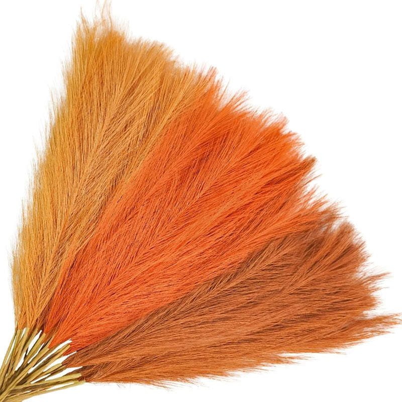 Agusbagli 30pcs Orange Pampas Grass, 21.6in Fluffy Faux Colored Pompas Grass ... Pampas Grass