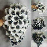 Black White Calla Lily Bridal Wedding Bouquet Accessories Bouquet