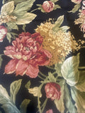 Vintage Floral Upholstery Fabric Black Background Rose Hydrangea 2yards Hydrangea