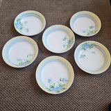 6 Antique Nippon Blue Hydrangea 5 1/4 " berry bowls Gold Trim Hand Painted Hydrangea