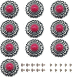 10 Pcs Red Turquoise Conchos, Sunflower Decorative Buckles, Metal Conchos Screw Sunflower