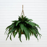 29" Double Giant Artificial Boston Fern in Hanging Basket. Retail $139 Green Plant