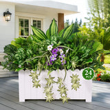 24Pcs 14 Styles Artificial Plants Outdoor Realistic UV Resistant Flowers Larg... Green Plant