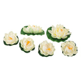 6 Pcs Water Lily Pad Lifelike Artificial Flowers Fish Tank Decor Lily