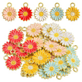 30pcs Golden Plated Enamel Sunflower Pendant Charms Alloy Sunflower Daisy Flo... Sunflower
