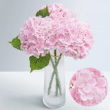Waipfaru 21" Real Touch Hydrangea Artificial Flowers w/ Long Stem, Pink Hydrangea