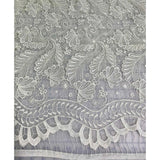 Ivory Flourish Floral - Schiffli Lace Fabric Flowering Plants