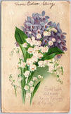 Good Luck & Many Happy Returns, 1911 Lilacs Lily Of The Valley Bouquet, Postcard Lily