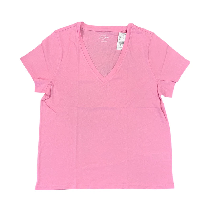 NWT J. Crew Resort Pink Short-Sleeve Vintage Cotton V-Neck Tee - SIZE XL Roses