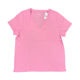 NWT J. Crew Resort Pink Short-Sleeve Vintage Cotton V-Neck Tee - SIZE XL Roses