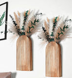 Set of 2 Wooden Vases with Pampas Grass and Eucalyptus Ð Boho Decor for Li Pampas Grass