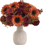 3 Bunches Sunflowers Fake Flowers, Fall Silk Artificial Deep Yellow Sunflower