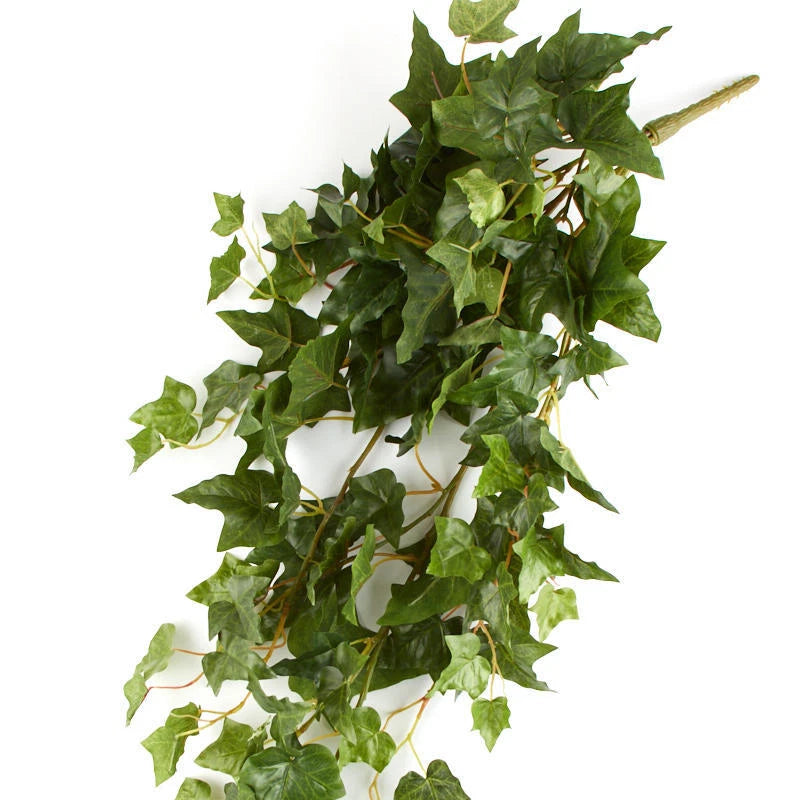 Artificial ivy bush plant with layered green decorative leaves on thin stems