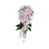 Wedding Bouquet for Bride Silk Flowers Silk Roses Home Decor Waterfall Shape Bouquet