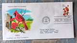 OHIO CARDINAL & RED CARNATION BIRD & FLOWER 1982 OFFICIAL COLOR CACHET FDC Carnation