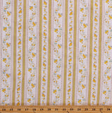 Featherproof Ticking Yellow Floral Stripe Cotton Fabric Print by Yard D263.23 Flowering Plants