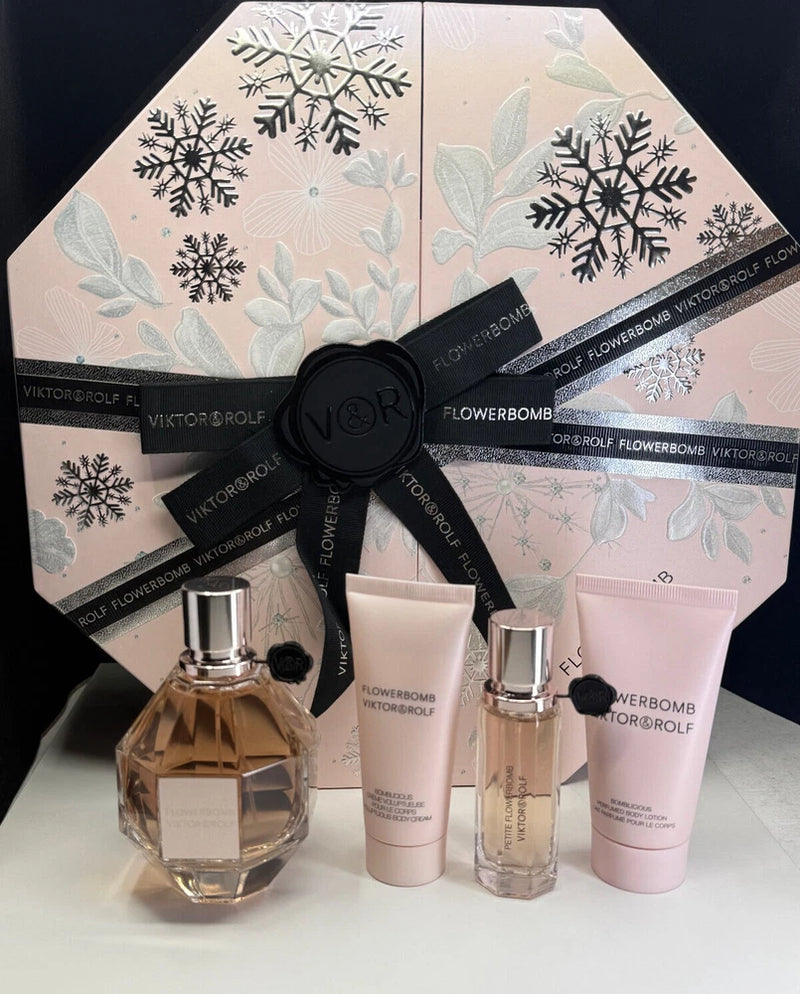 Flowerbomb Viktor Rolf Eau De Parfum And Body Lotion 4 Piece Set NIB SPRING SALE EDP