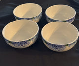 Royal Norfolk Blue Hydrangea Set of Four Cereal Bowls Hydrangea