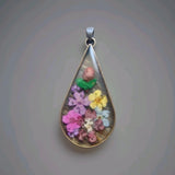 Vintage 2.25" Pressed Flower Pendant Real Dried Flowers Botanical Natural Dried Flower