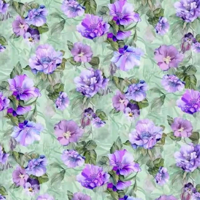 Timeless Treasures Garden Delight Floral Bouquet CD3503 Sage  Cotton Flowering Plants